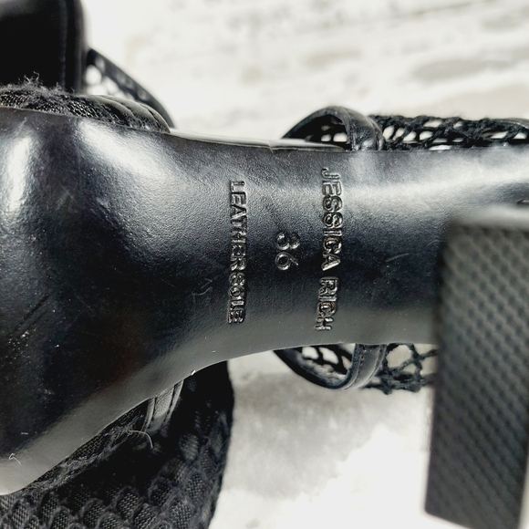 New Jessica Rich Ysabelle Black Fishnet Pointed Toe Pumps X330 - Picture 10 of 11